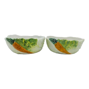 Vintage Italian Ceramic Carrot and Celery Bowls, a Pair