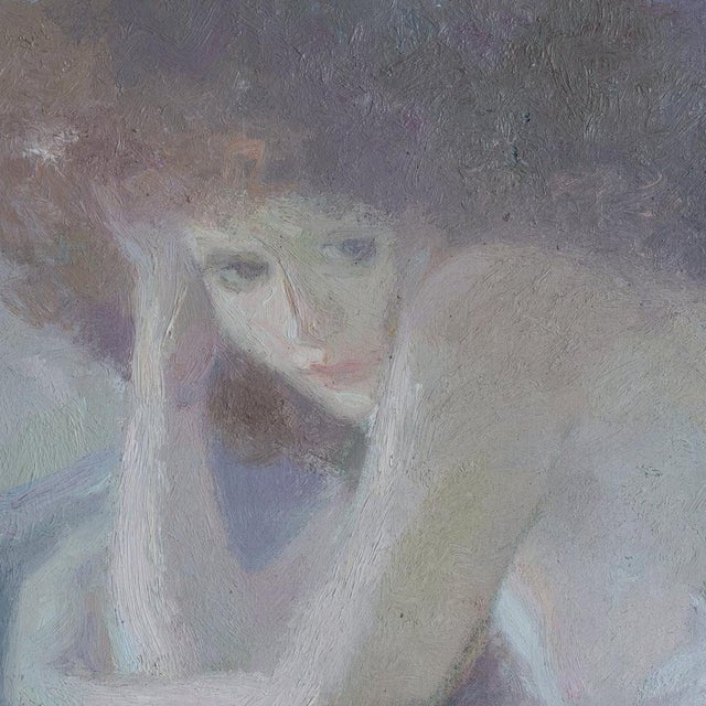 1970s Emilia Castañeda Martínez, Female Figure with Cat, 1970s, Oil on Canvas For Sale - Image 5 of 9