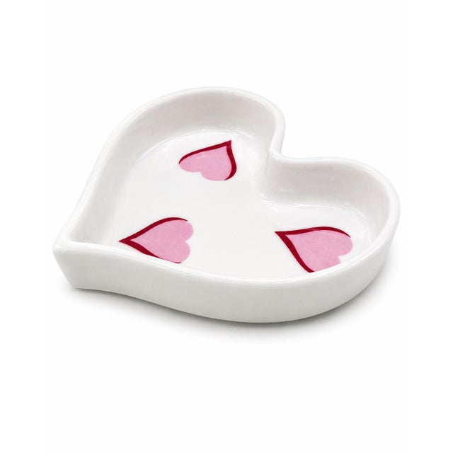 Mid-Century Modern Vintage D. Porthault Paris Les Coeurs Pink Hearts Limoges Trinket Dish For Sale - Image 3 of 9