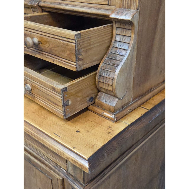 Antique Eastern European Pine Stepback China Cabinet Sideboard Hutch For Sale - Image 10 of 18