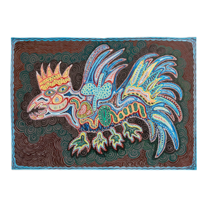 Menia LitvakIsraeli Folk Art Bright Colorful Naive Dragon Painting, 1979