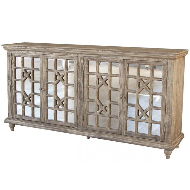 Keystone Weathered Pine Mirrored Console - 73" For Sale - Image 4 of 4