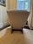Vintage Wingback Lounge Chair and Custom Ottoman Reupholstered in Pollack Fabric For Sale - Image 4 of 11