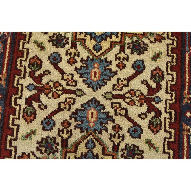 Textile Heriz Runner 2’7” X 7’11” Ivory Wool Tribal Hand-Knotted Oriental Rug For Sale - Image 7 of 12