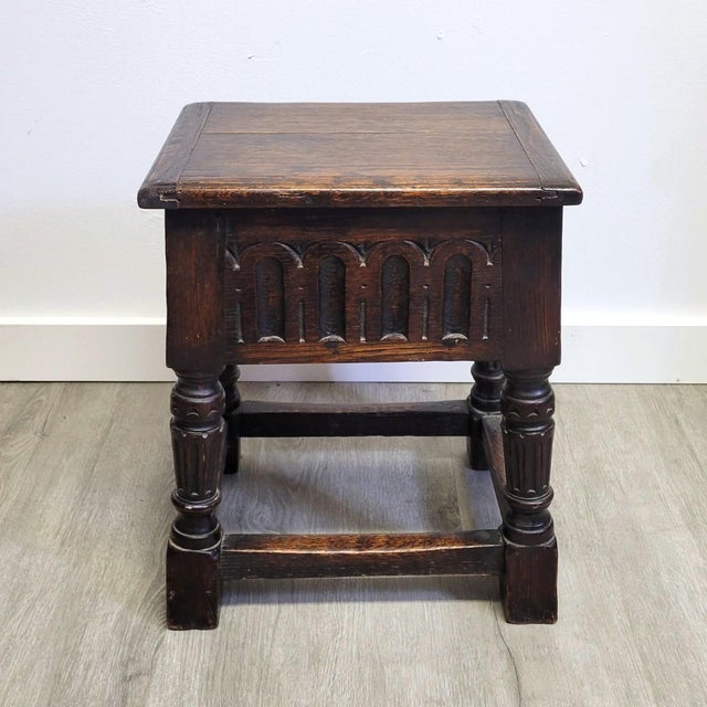 English Oak Joint Stool in 17th-Century Gothic Style, Late 19th C For Sale - Image 9 of 9