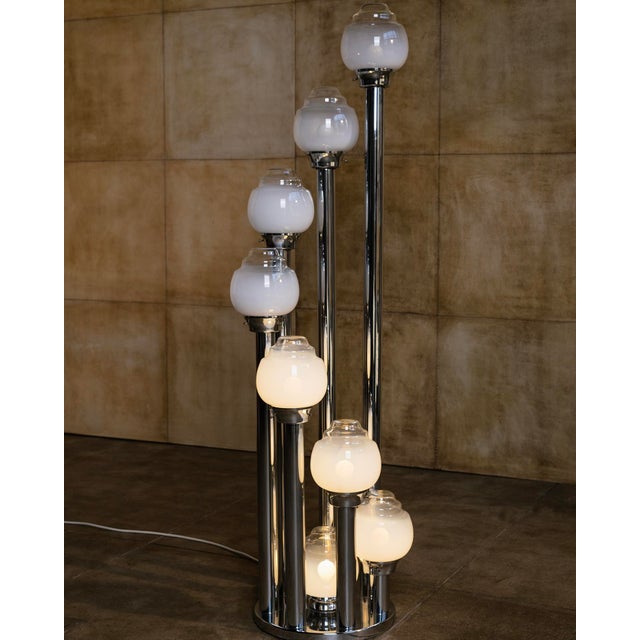 Mid-Century Modern 1970s Italian Waterfall Murano Floor Lamp For Sale - Image 3 of 8