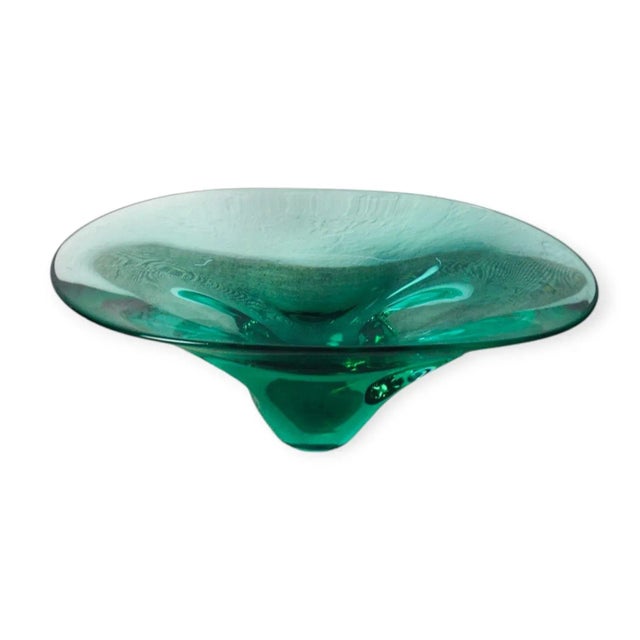 Vintage Emerald Green Murano Glass Bowl, 1960s For Sale - Image 7 of 7