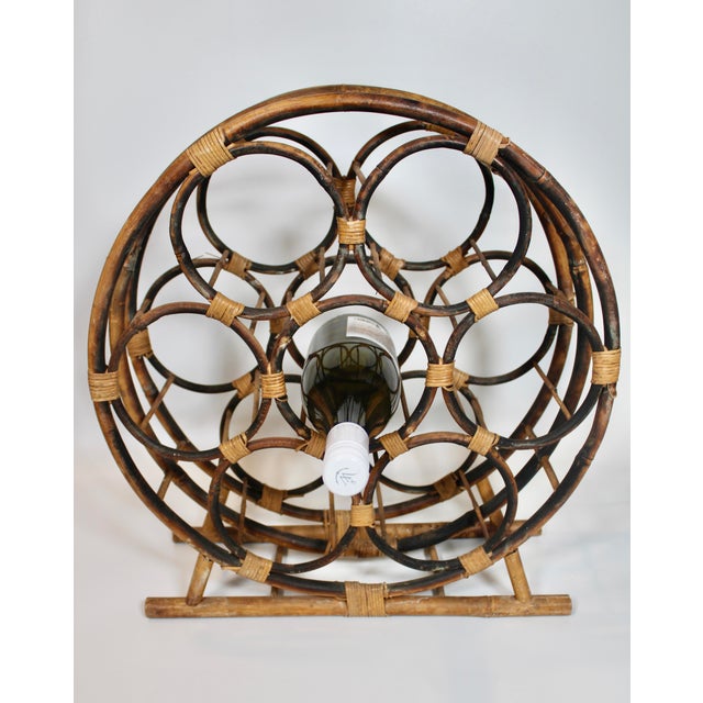 Tan Vintage Boho Chic Bamboo and Rattan Wine Rack For Sale - Image 8 of 11