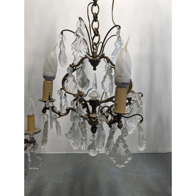 Gilt and Crystal Chandelier For Sale - Image 4 of 5