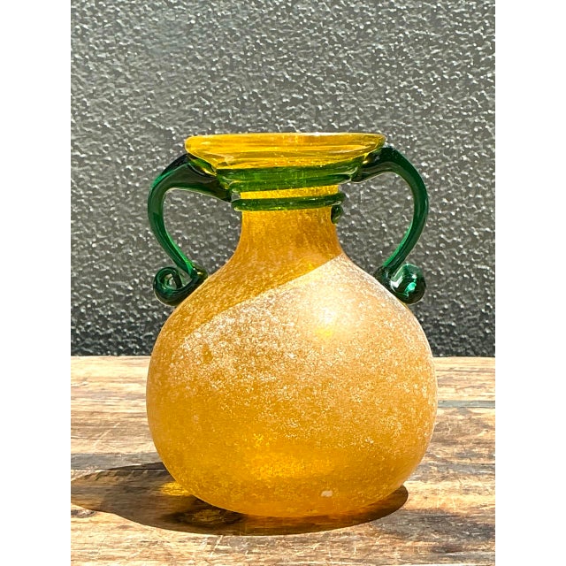 Vintage Italian Hand Blown Glass Vase For Sale - Image 12 of 12