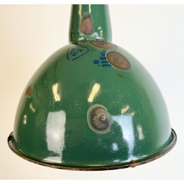 Industrial Green Enamel Factory Pendant Lamp, 1960s For Sale - Image 4 of 18