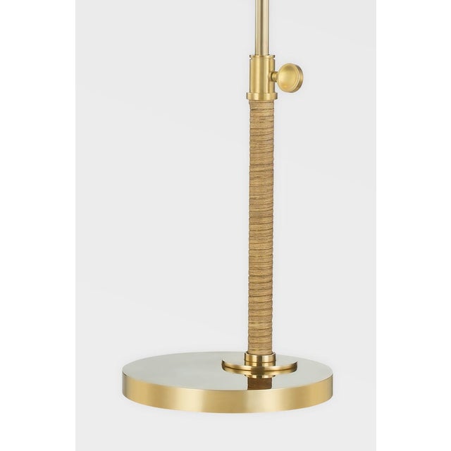 Transitional Mark D. Sikes 1 Light Devon Table Lamp, Aged Brass, Natural Shade For Sale - Image 3 of 5