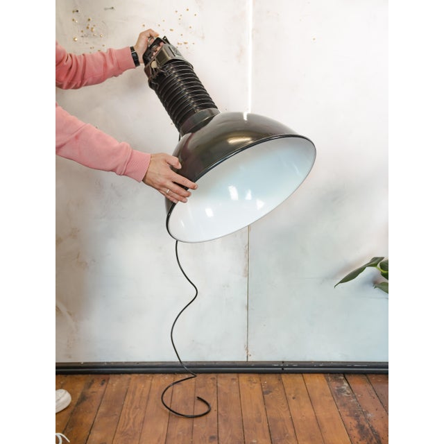 HDK Black Enamel and Black Cast Aluminum Factory Pendant Light from Philips, Holland, 1950s For Sale - Image 6 of 14