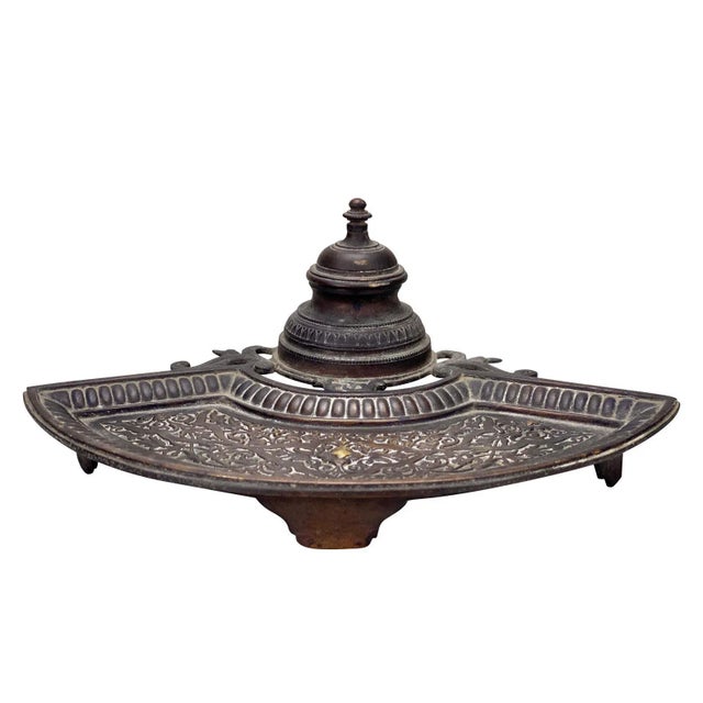 Antique French Empire Bronze Fountain Pen Rest Inkwell For Sale - Image 11 of 11