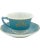 Ceramic Vintage Fontainebleau Miami Beach Hotel Blue Coffee Cup & Saucer For Sale - Image 7 of 12