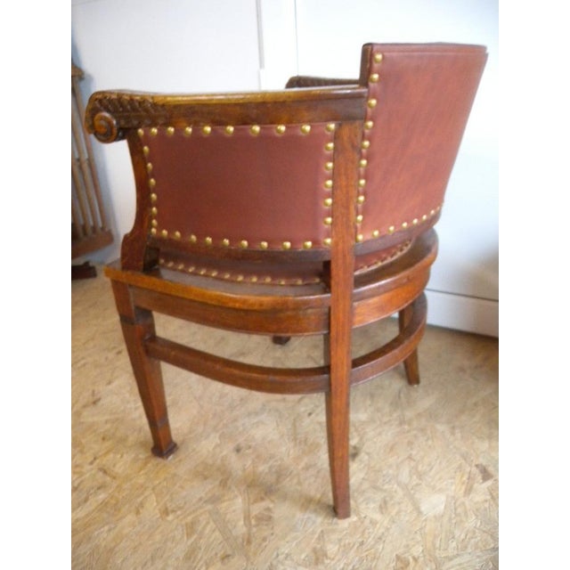 Art Nouveau Armchair in Wood and Cow Leather, 1910 For Sale - Image 13 of 18