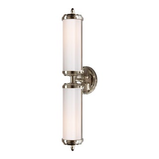 Thomas O'Brien for Visual Comfort Signature Merchant Double Bath Light in Polished Nickel with White Glass For Sale