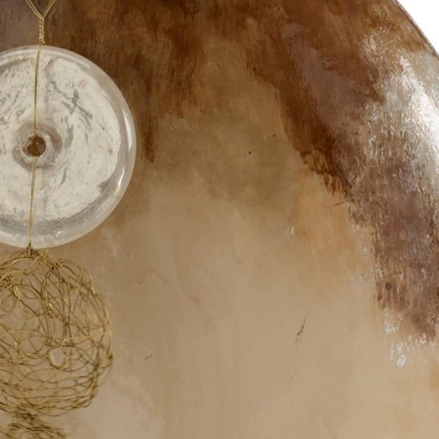Rust ombre hand painted glass embellished with gold wire and glass discs (lg: 6.25W x 5d x 19h, md: 9w x 4.25D x 14.75H,...