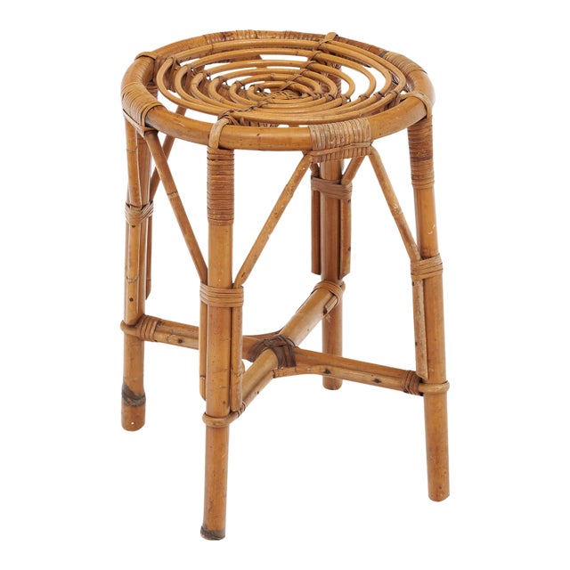 Vintage Bamboo Stool by Bonaudi Vallauris For Sale