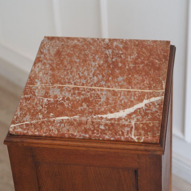 French Art Deco Bedside Table with Red Marble Top For Sale - Image 4 of 15