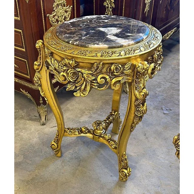 French Side Table Marble Topped French Style For Sale - Image 3 of 3