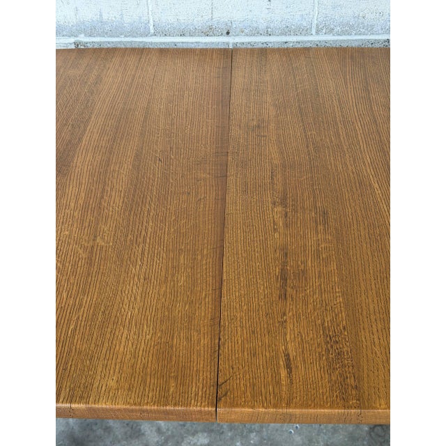 Oak Oval Non-Extendable Dining Table With Turned Oak Legs Vintage Mid-Century Modern 1970s For Sale - Image 4 of 10