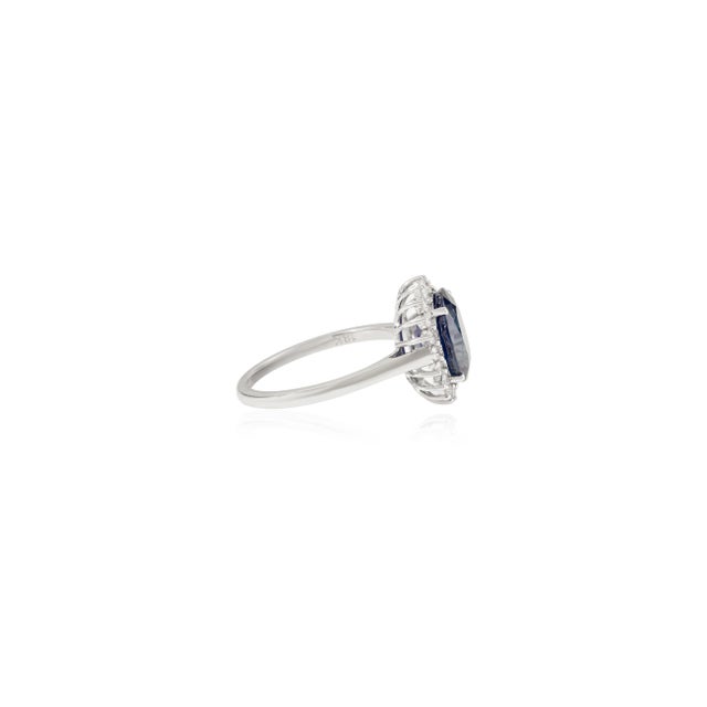 Not Yet Made - Made To Order 3.55 Ct Princess Diana Inspired Blue Sapphire Ring With Diamonds Halo Size 6 For Sale - Image 5 of 12
