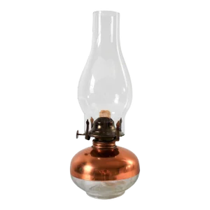 Vintage Copper & Glass Kerosene Oil Lamp
