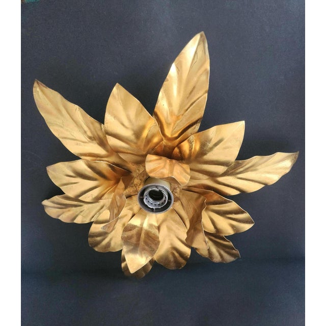 Hollywood Regency Gold-Plated Florentine Floral Wall Lamps from Hans Kögl, Italy, Florence, 1960, Set of 2 For Sale - Image 4 of 17
