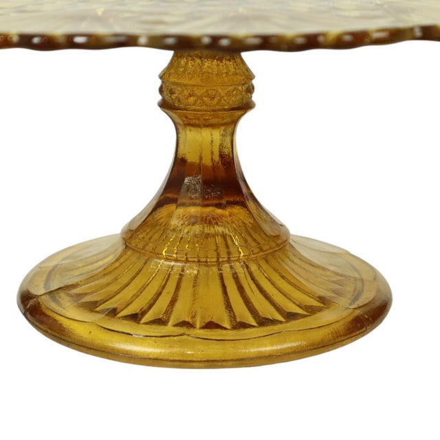 Art Deco Amber Cake Stand in Pressed Glass, 1930s For Sale - Image 4 of 14