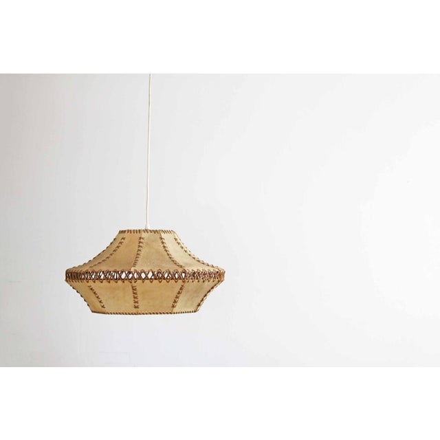 Mid-Century Modern Mid-Century Parchment Leather Pendant Lamp, 1960s For Sale - Image 3 of 9