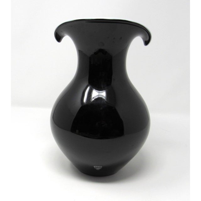 Orrefors of Sweden Black and White Cased Glass Vase Chairish