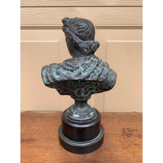 Classical Verdigris Brass Bust of Apollo Belvedere For Sale - Image 9 of 11