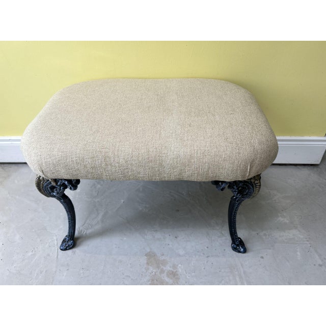 Hand decorated cast iron elephant head four legged footstool, tray table. Hand decorated cast iron ‘elephant head’...