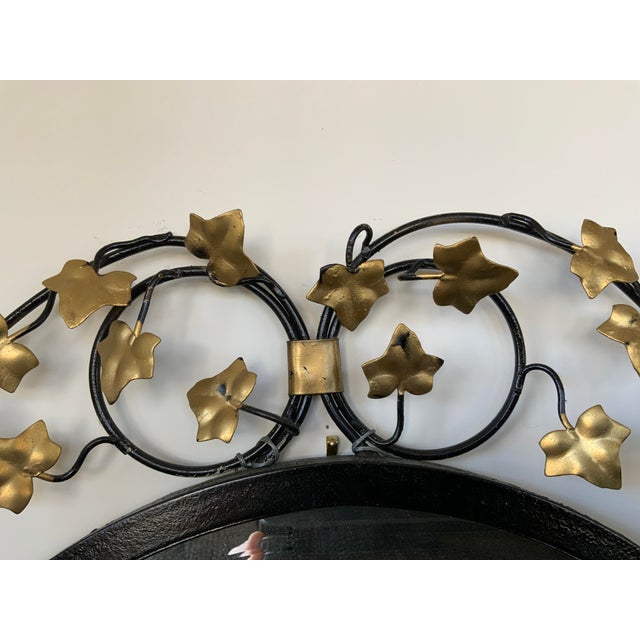 Contemporary Metal Floral Mirror With Candle Holder For Sale - Image 4 of 5