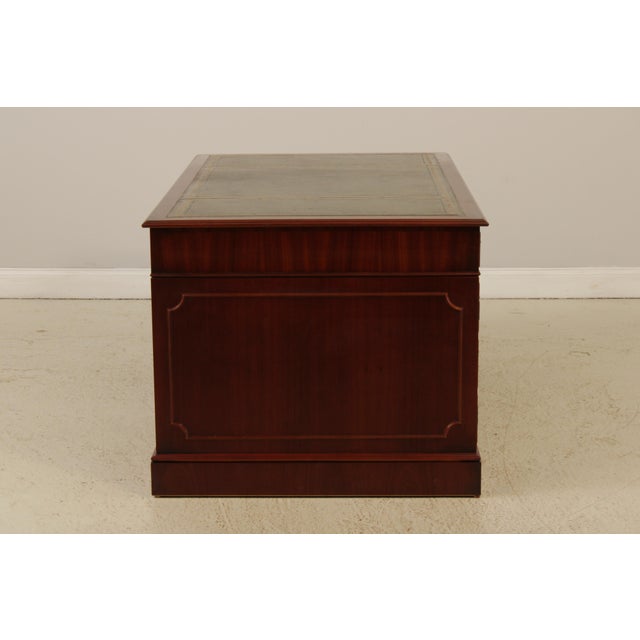 English Green Leather Top Mahogany Executive Desk For Sale - Image 16 of 18