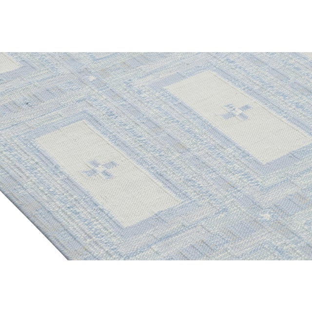 Rug & Kilim’s Scandinavian Style Rug With Ice Blue and White Geometric Patterns For Sale In New York - Image 6 of 8