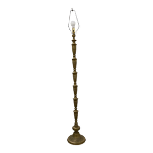 Mid 20th Century Tall Solid Brass Floor Lamp With Classic Turned Form