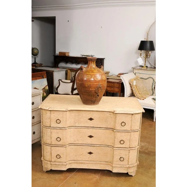 17th Century Italian Terracotta Olive Oil Jar with Yellow Glazed Spiraling Décor For Sale - Image 4 of 13