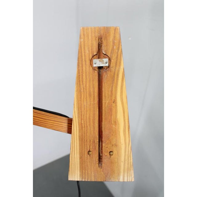 Mid-Century Adjustable Wooden Wall Lamp with Rattan Shade, 1970s For Sale - Image 11 of 13