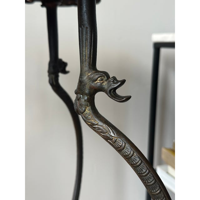 Metal Antique 1890s National Brass & Iron Works Ornate Victorian Cast Iron and Onyx Plant Stand For Sale - Image 7 of 16