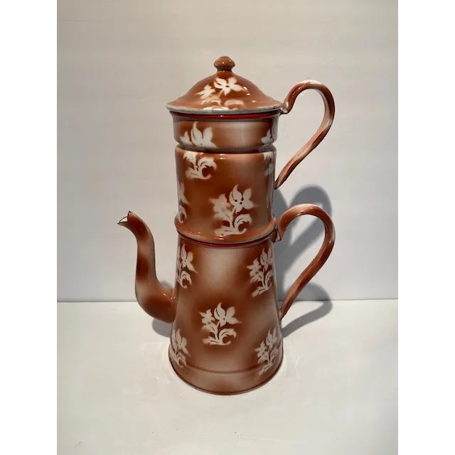 Vintage French Biggen Stenciled Coffee Pot and Filter Set- 3 Pieces For Sale - Image 12 of 12