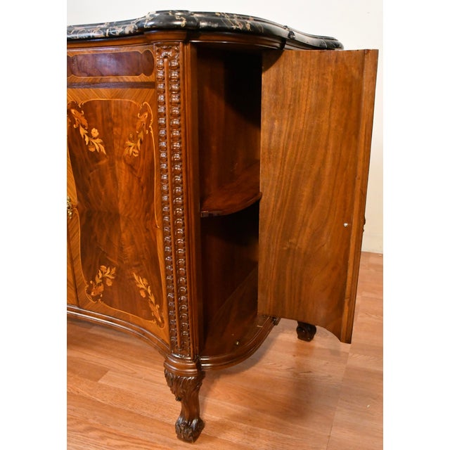 1920 Antique French Louis XVI Walnut Satin Wood Inlaid Marble Top Commode Chest of Drawers For Sale - Image 18 of 18