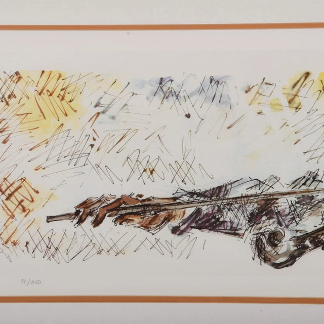 American Framed Signed Chaim Gross Fiddler Lithograph For Sale - Image 3 of 10