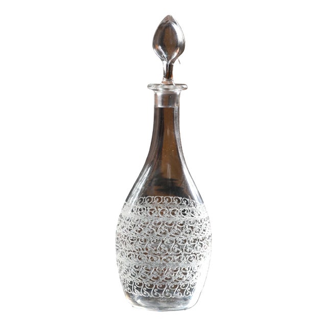 Art Deco Rohan Model Crystal Wine Decanter with Engraved Decoration from Baccarat, 1950s For Sale