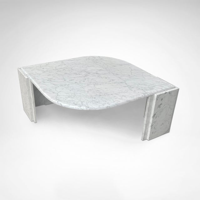 German Teardrop Coffee Table with Carrara Marble, 1980s For Sale - Image 6 of 10