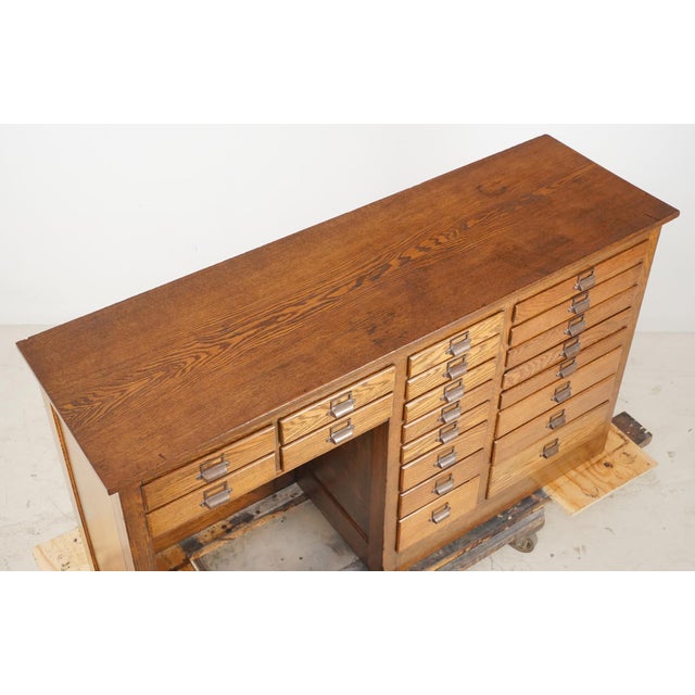 Industrial 20 Drawer Industrial Office Desk For Sale - Image 3 of 15