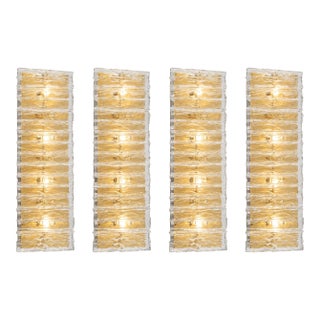 Luxury Italian Murano Glass Brass Wall Sconce / Flush Mount Fixture - Lot of 4 For Sale