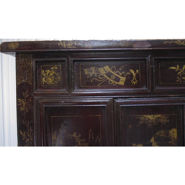 Wood Antique Chinese Chinoiserie-Style Cabinet For Sale - Image 7 of 15