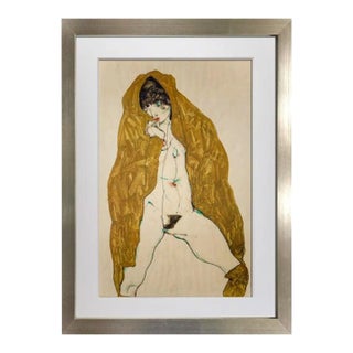 Egon Schiele Lithograph "Female Nude With Yellow Shawl" For Sale